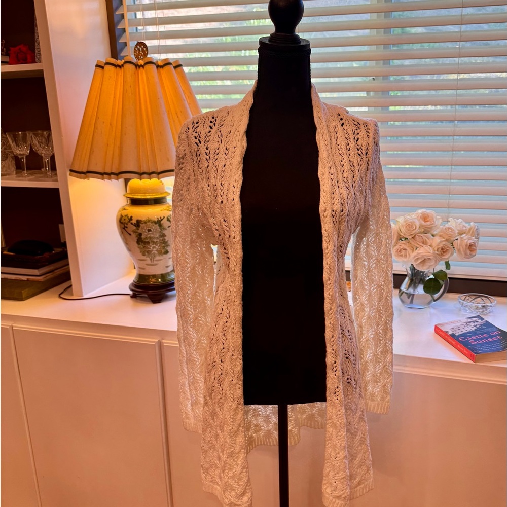 Leo & Nicole Cream Open-Front Cardigan
